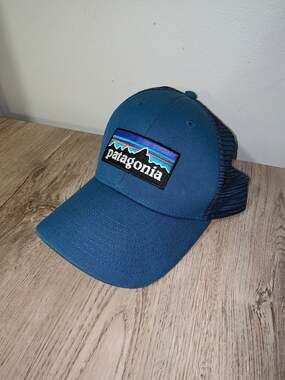 Patagonia P-6 Logo LoPro Trucker Hat Blue Snapback Mesh Cap
